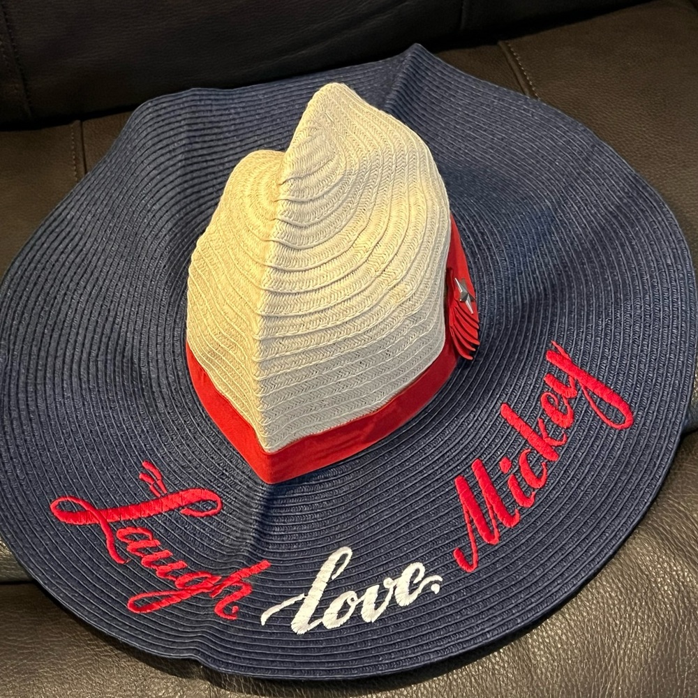 Disney Parks Laugh Love Mickey Floppy Sun Hat Trendy Red Blue Travel Disneyland